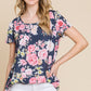 Floral Round Neck Short Sleeve T-Shirt