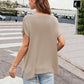 Notched Short Sleeve Knit Top