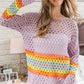 Rainbow Stripe Hollow Out Cover Up