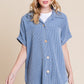 Button Up Short Sleeves Ribbed Shirt