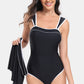 Contrast Trim Wide Strap Two-Piece Swim Set