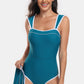 Contrast Trim Wide Strap Two-Piece Swim Set