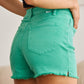 Tummy Control High Waist Raw Hem Denim Shorts