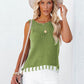 Cutout Tassel Round Neck Tank