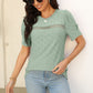 Eyelet Round Neck Short Sleeve T-Shirt