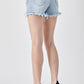 RISEN Frayed Hem Denim Shorts with Fringe Detail Pockets