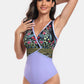 Printed Surplice Wide Strap One-Piece Swimwear