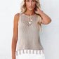 Cutout Tassel Round Neck Tank