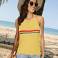 Tied Contrast Halter Neck Tank