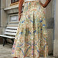 Tiered Smocked Printed High Waist Skirt