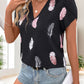 Printed V-Neck Short Sleeve Blouse