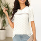 Eyelet Round Neck Short Sleeve T-Shirt