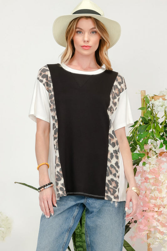 Leopard Color Block T-Shirt