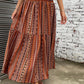 Printed Elastic Waist Maxi Skirt