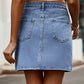 Pocketed High Waist Denim Skirt