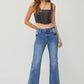 RISEN High Waist Raw Hem Slit Straight Jeans