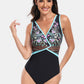 Printed Surplice Wide Strap One-Piece Swimwear