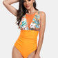 Cutout Printed Round Neck One-Piece Swimwear