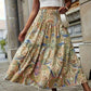 Tiered Smocked Printed High Waist Skirt