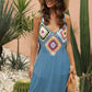 Geometric V-Neck Spaghetti Strap Cover Up Dress