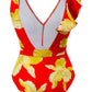 Tied Printed V-Neck Sleeveless One-Piece Swimwear