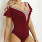 Ruffled V-Neck Cap Sleeve One-Piece Swimwear