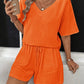 V-Neck Half Sleeve Top and Shorts Set