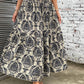 Printed Elastic Waist Maxi Skirt