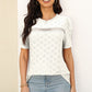 Eyelet Round Neck Short Sleeve T-Shirt