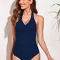 Ruched Wide Strap One-Piece Swimwear