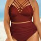 Halter Neck Crisscross Ruched Two-Piece Swimsuit