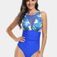 Cutout Printed Round Neck One-Piece Swimwear