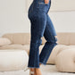 Crop Tummy Control Distressed High Waist Raw Hem Jeans