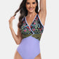 Printed Surplice Wide Strap One-Piece Swimwear