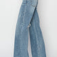 RISEN Mid Rise Button Fly Wide Leg Jeans