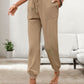 Tied Elastic Waist Pants with Pockets