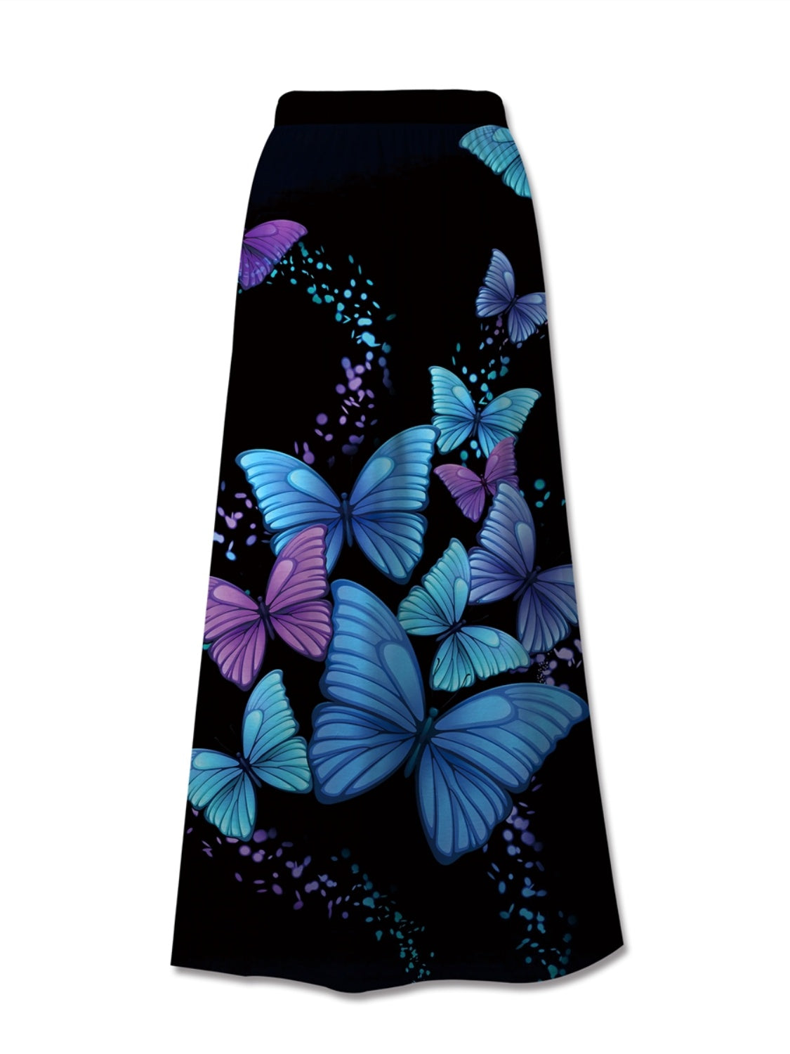 Printed Elastic Waist Midi Skirt