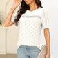 Eyelet Round Neck Short Sleeve T-Shirt