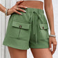 Tied Elastic Waist Shorts with Pockets