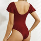 Ruffled V-Neck Cap Sleeve One-Piece Swimwear