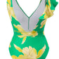 Tied Printed V-Neck Sleeveless One-Piece Swimwear