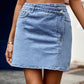 Pocketed High Waist Denim Skirt