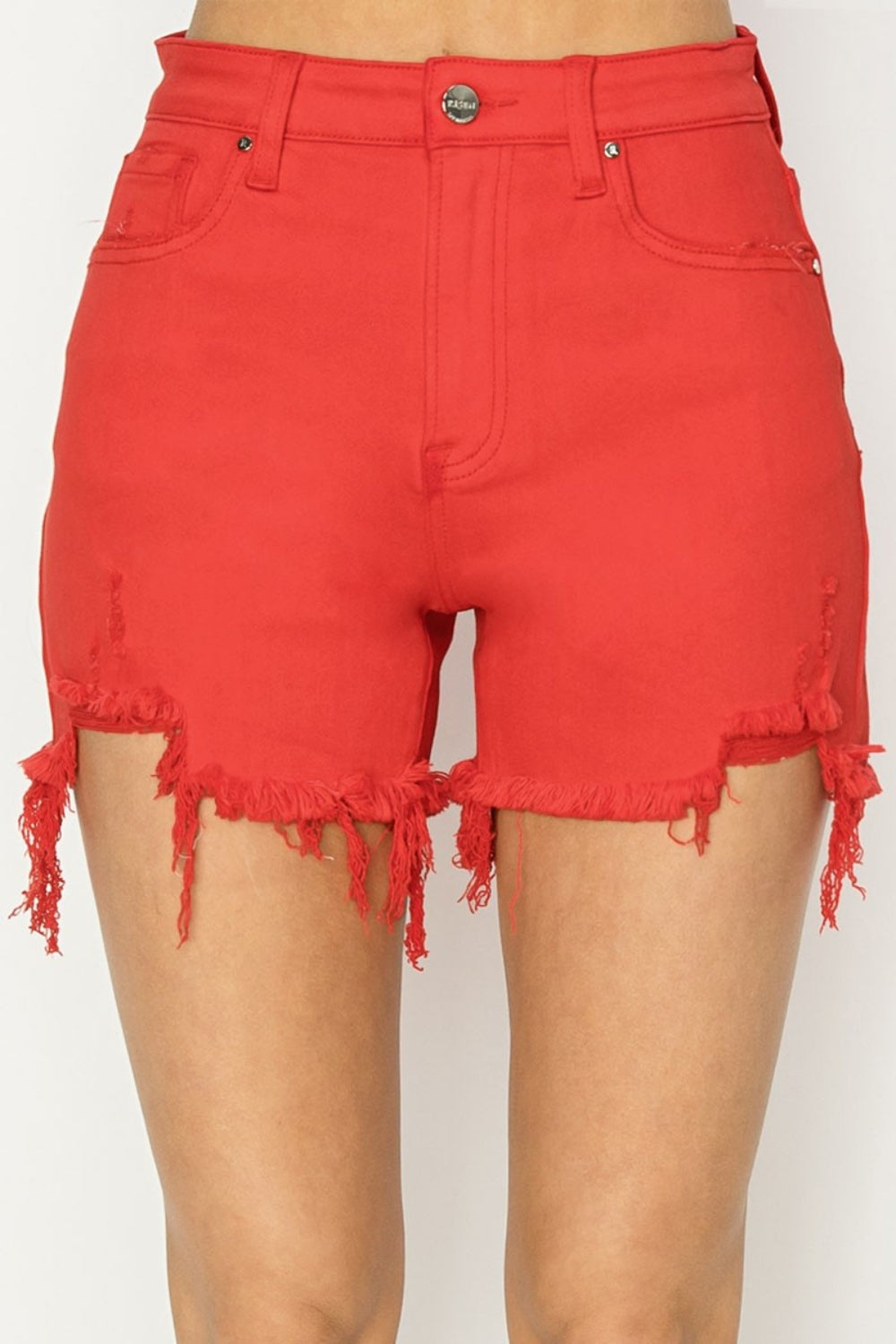 RISEN High Rise Distressed Denim Shorts