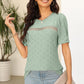 Eyelet Round Neck Short Sleeve T-Shirt