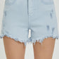 High Rise Distressed Detail Denim Shorts