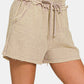 Zenana Washed Frayed Hem Drawstring Shorts