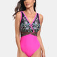 Printed Surplice Wide Strap One-Piece Swimwear