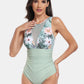 Cutout Printed Round Neck One-Piece Swimwear