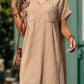 Pocketed Notched Short Sleeve Dress