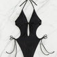 Textured Cutout Tied One-Piece Swimwear